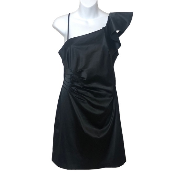 Teeze Me Black Ruffle Shoulder Scrunched Dress - Picture 1 of 7